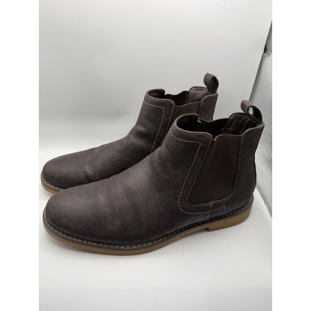 St. John's Bay Egan Chelsea Boots Men's 8M Dark Brown Faux Leather Memory Foam